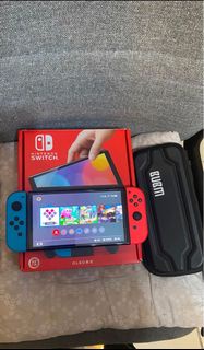 95%新 Switch oled 有Mon貼 有保護套全齊 配件 有盒