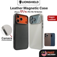 (MY) LionShield iPhone 17 Pro Max /17 Pro/17/16/15/14/13/16 Plus Magnetic Vegan Leather Case Phone C
