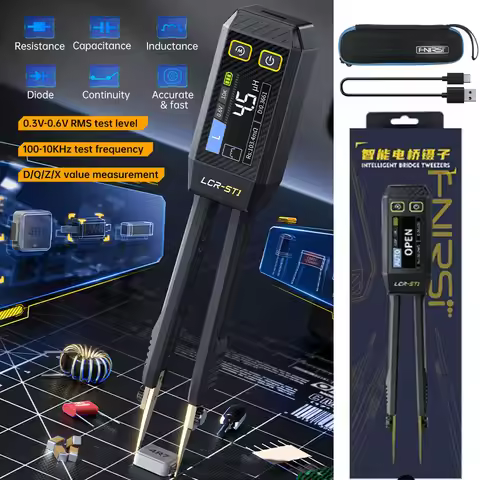 FNIRSI LCR-ST1 Mini Smart Tweezer LCR SMD ESR Tester Resistance Capacitance Inductance Continuity Di