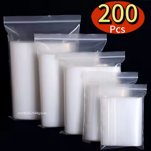 100/200Pcs Small Zip Lock Plastic Bags Transparent Bag Reclosable Vacuum Storage Bag Clear Bags Zipl