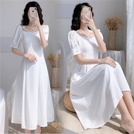 💥💎 midi Summer elegant dresses nude dress challis dress  white dress for women casual plus size dress plain civil wedding dress gown for ninang wedding maternity dress for pregnant graduation dress fitted dres