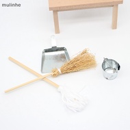 MU  1/12 Dollhouse Broom Dustpan Mop Metal Pail Kit Dollhouse Mini Cleaning Tool Accessories Dolls House Decor Pretend Play Toy n