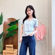 Live Broadcast Limited Order 3/23 12: 00 Acquired Short-Sleeved Square Collar T-Shirt Girls Women's 