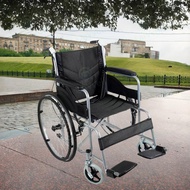 รถเข็นผู้ป่วย Wheelchair วีลแชร์ พับได้ น้ำหนักเบา ล้อ 24 นิ้ว มีเบรค หน้า,หลัง 4 จุด เหล็กพ่นสีเทา รุ่น A017 Ha