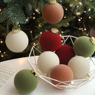 6pcs/8CM.Plastic Flocking Christmas Ball Colorful Hanging Ball Christmas Tree Pendant Box Window Dec