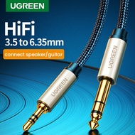 UGREEN 2M 3.5mm to 6.35mm Adapter Aux Cable with Zinc Alloy Housing and Nylon Braid for Mixer Amplifier CD Player Speaker Gold Plated 3.5 Jack to 6.5 Jack Male Audio Cable