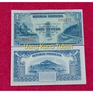 uang kuno lama 1 rupiah pemandangan alam tahun 1953