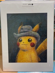 全新現貨 梵高比卡超 畫 Pokemon x Van Gogh - Pikachu Art Print Pokémon Pikachu with Grey Felt Hat