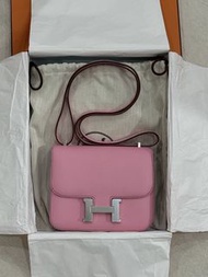 Hermes Constance 19櫻花粉銀扣