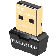 USB Bluetooth 5.3 Adapter for PC, Warmstor 5.3 Bluetooth Dongle Receiver EDR & BLE, Plug and Play fo