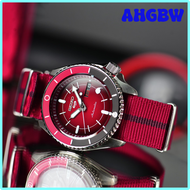 AHGBW Original SEIKO 5 Automatic Mechanical Watch Red Strap Watch 10Bar Waterproof Luminous Casual W