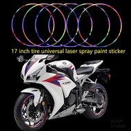 1SET/16PCS 17 Inch Tires, Universal Rims, Laser Spray Paint Stickers Motorcycle Waterproof and Sunscreen Tire Modification Stickers Rim By 17 Size