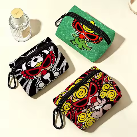 Japan Brand H-Hysteric M-Mini Logo Portable Mini Oxford Cloth Purse With Carabiner Hook Zipper Key C