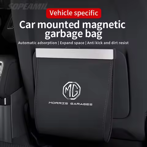 Car Garbage Bag Led Magnetic Seat Back Hanging Storage Bag Trash can MG ZS HS ES5 MG4 EV Electric S5