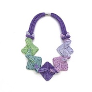 Multicolor knitted necklace Woven necklace Textile jewelry