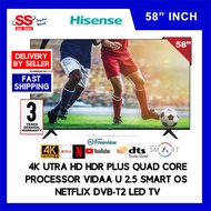 【 DELIVERY BY SELLER 】Hisense 58" 4K UHD HDR Smart TV A6100G Series 58A6100G Replaced old model 58A7100F (2021) Television