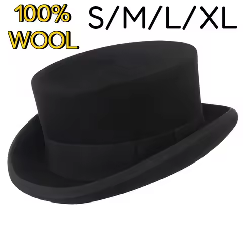 Men High Top Big Size 61cm Fedoras Hat Wool Bowler Hat Derby Vintage British Style Jazz Cap Presiden
