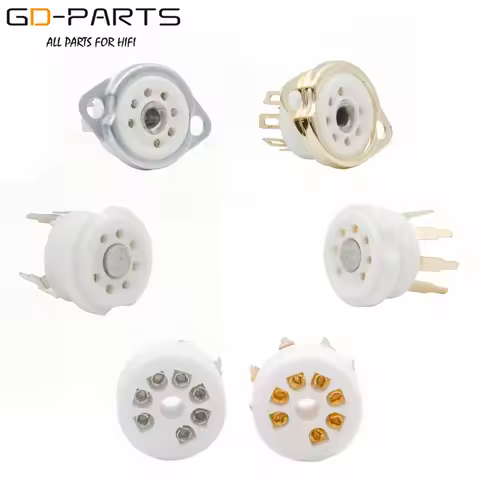 GD-PARTS 2PCS Tin Plated Gold Plated Chassis Mount 7pin Ceramic Vacuum tube socket for EAA91 EC92 6Z