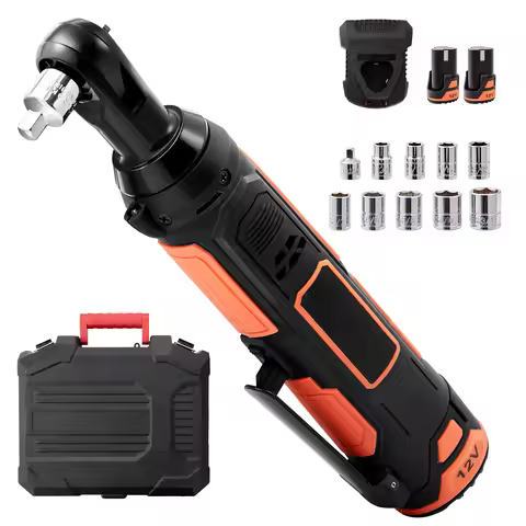 SucceBuy 3/8 Cordless Electric Ratchet Wrench Set 12V 33 Ft-lbs Power Ratchet Tool Kit 45-Min Fast C