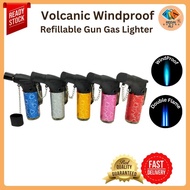 Volcanic Windproof Refillable Gas Lighter Jet Flame Gun Lighter Double Flame Lighter - VM 253