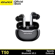 Awei T50 In-Ear Wireless Bluetooth TWS Earbuds Earphone Touch Control HiFi Stereo with Built-Mic Long Battery Life