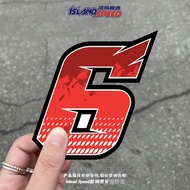 Racing Style Number 6 Car Sticker Creative Body Rear Decoration Waterproof Decal