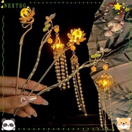 NEXTSG Glows Lantern Flower Hairpin, Creative Chinese Style Lotus Emit Light Hairpin, Fashion Swayin