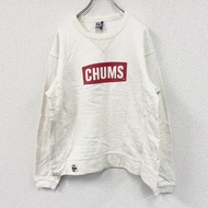 CHUMS 運動衫/運動鞋，正面 V 領，大 logo，圓領，白色，M 碼，古著。