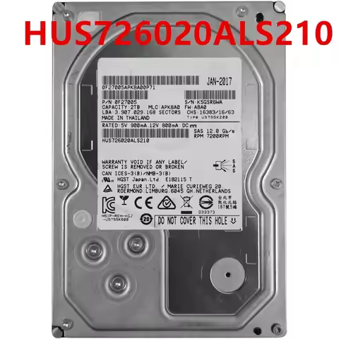 Almost New HDD For Original Hgst 2TB SAS 3.5" 64MB 7200RPM For Internal Hard Disk For Server Hard Dr