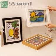 AARON1 Magnetic Flip Photo Frame, A4/A3 Front Opening Flip Art Photo Frame, Creative Elastic Straps 