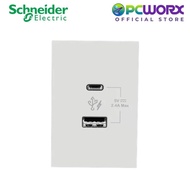 Schneider M3T_USB2_BK /M3T_USB2_GY /M3T_USB2_WE Socket 2 port 2.4A Type A+C USB 2S Sized, BK,GY,WE