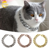 SUBEI1 Chain Dog Collar, Cat Dog Gold Necklace Adjustable Pet Necklace, Portable Chain Collar Gold C