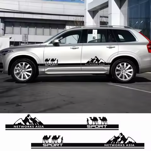 Car Long Side Stickers NETWORKS ASIA Camel Vinyl Waterproof Decals Graphics For Volvo XC90 XC60 V40 