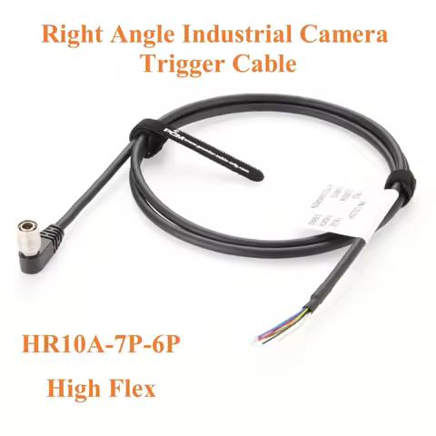 Right Angle Industrial Camera Trigger Cable Compatible Hirose HR10A-7P-6P I/O Power High Flex for Ba