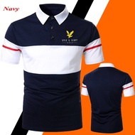 New arrival New Fashion Lyle & Scott Classic Wide Stripe polo T Shirt Mens Stitching Color Lapel T