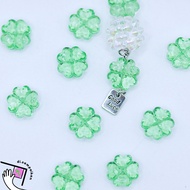 HIJAU 15g Acrylic Four Leaf Clover Beads Transparent Green Clover Leaf Beads - DIY Craft Accessories