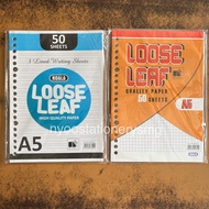 LOOSE LEAF ISI BINDER A5 KOTAK KECIL HALUS GARIS 50 LEMBAR 3 KOALA