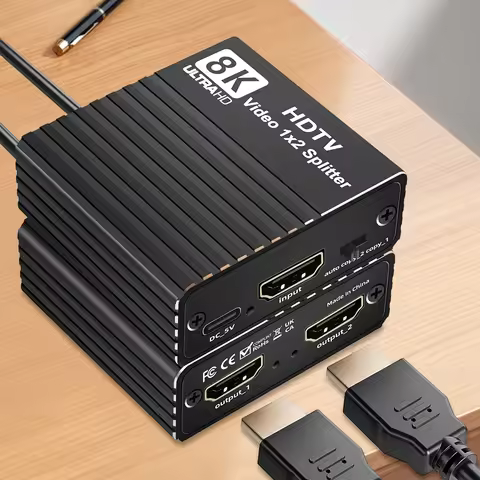8K Duplicate/Mirror Splitter 8K60hz/4K120hz/1080P240hz Video Distributor HDMI-Compatible 1 To 2 Spli