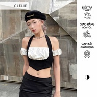 Áo croptop cổ yếm kèm áo ống tay phồng | LAYER TOP - CLÉLIE