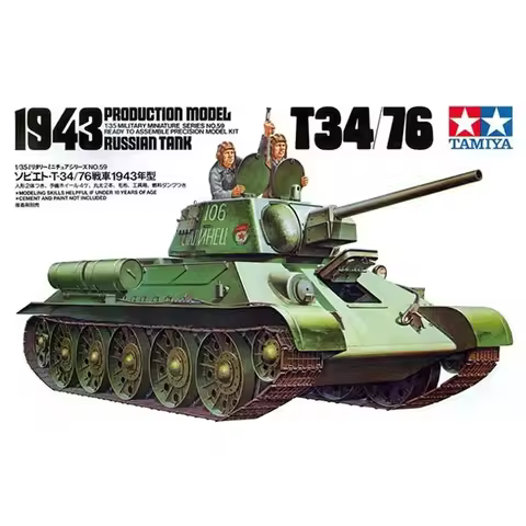 TAMIYA 35059 Russian Tank T34/76 1943 Production Model 1/35 Military Assembly Scale Model Kit DIY To