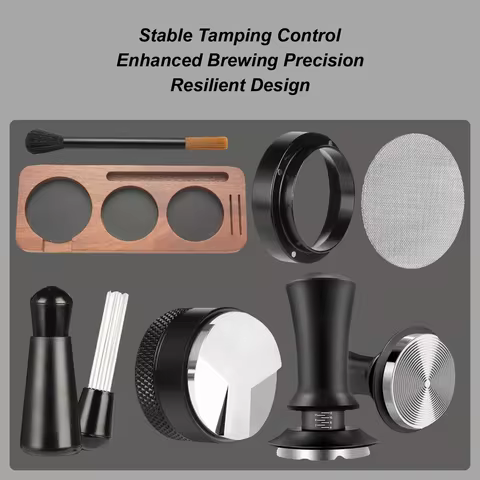 7pcs Espresso Accessories Kit 51mm B-arista Kit Portable Coffee Press Gadget Espresso Tamper Kit Wit