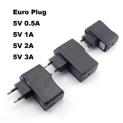 AC 110V-240V to DC 5V 0.5A 1A 2A 3A USB to Euro Plug Adapter USB Charger Power Supply Universal Trav