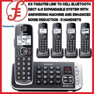 Panasonic KX-TGE675B Link To Cell Bluetooth DECT 6.0 Expandable System with Answering Machine and Enhanced Noise Reduction 5 Handsets Cordless Phone