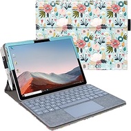 ACdream Case for Microsoft Surface Go 3 2021 / Surface Go 2 2020 / Surface Go 2018, Premium Leather Tablet Accessories, Rugged Cover Sleeve Shell Padfolio, Support Type Cover Keyboard, Flower