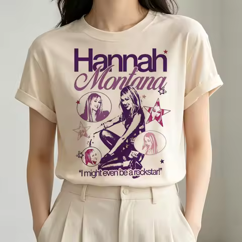 Hannah Montana t-shirt women graphic japanese aesthetic t shirt party dollette vintage cutecore chea