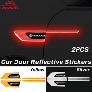 2Pcs Perodua Car Door Reflective Sticker Car body scratch strip Safety Warning Decorative stickers A