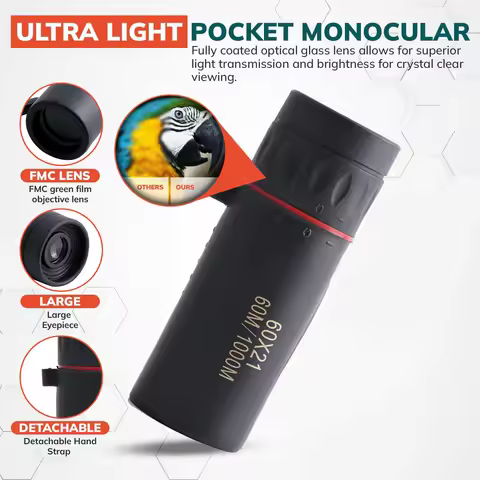 HD Binoculars 60x21 Monocular Telescope 10000 Meters Portable Eyepiece Binocularsin Pocket For Outdo