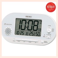 Seiko Clock desktop clock, thin pink gold, body size: 8.1 × 15.9 × 4.9cm, alarm clock, radio wave, digital, temperature, humidity display SQ795G