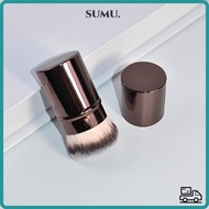 SUMU 1 PCS Retractable Makeup Brush, Synthetic Hair Flat Angle Powder Brush, Portable UItra-Soft Blu