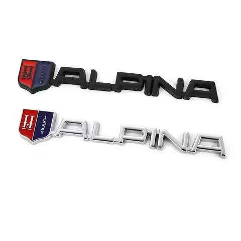 3D Metal Chrome Black Logo ALPINA Rear Trunk Fender Emblem Sticker Car Front Grill Badge Decaks Auto